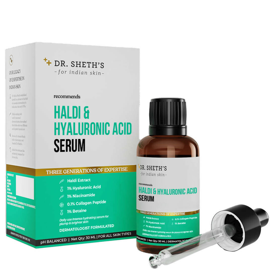 Dr. Sheth's Haldi & Hyaluronic Acid Face Serum with 1% Niacinamide For Hydration, Plump & Bouncy Skin, For All Skin Types - Mytrendzcart