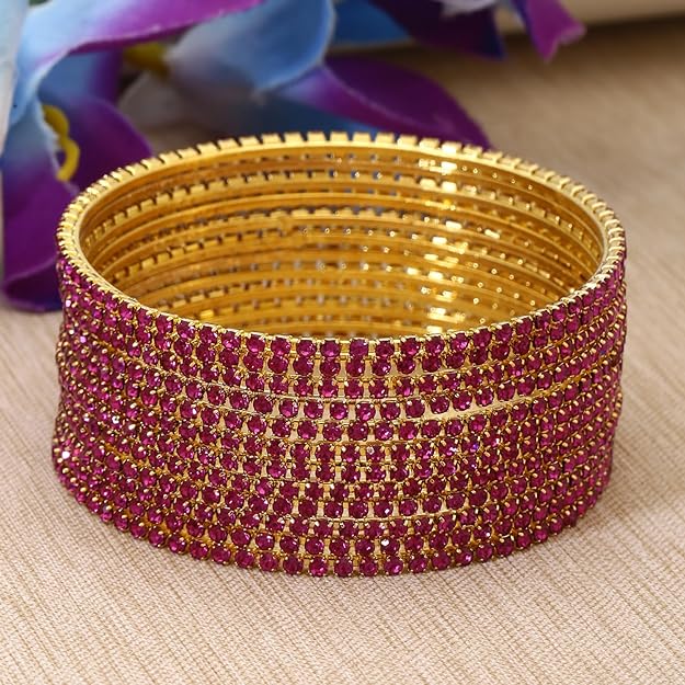 Shining Diva Fashion Set of 12 Latest Traditional Design Gold Plated Stone Bangle for Women Mytrendzcart