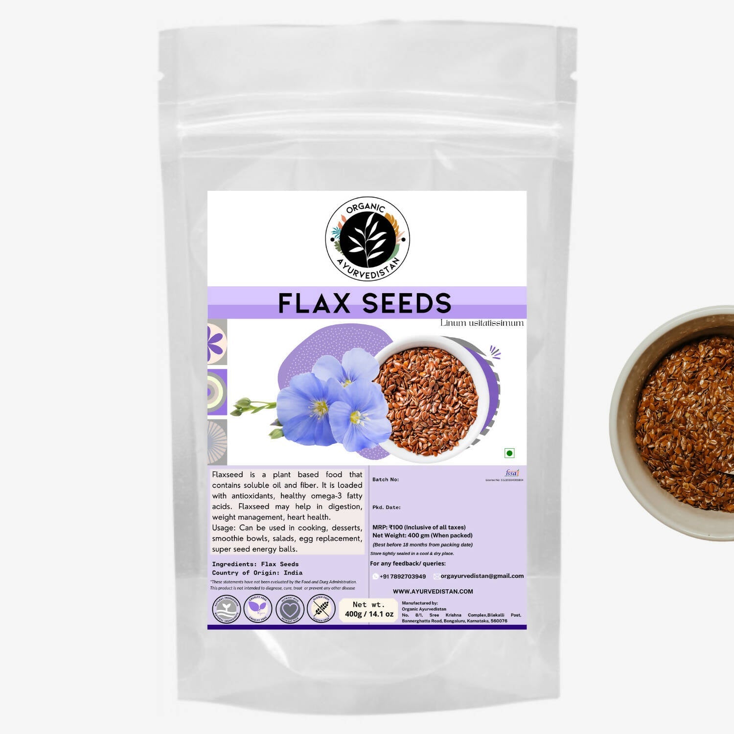 Organic Ayurven Flax Seeds - Mytrendzcart