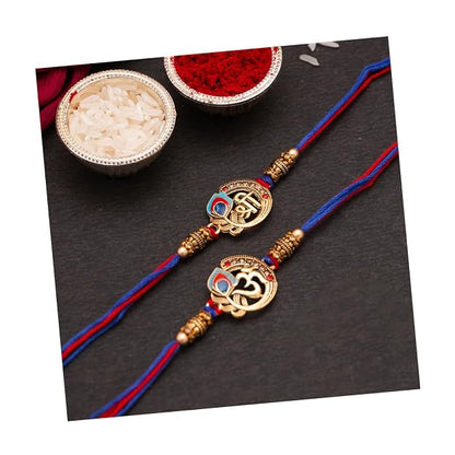 CraftVatika Kundan Rakhi Set for Brother Set of 2, Designer Peacock Rakhi for Brother Boy Men, Premium Kalash Raki for Bhaiya, Traditional Rakshabandhan Rakhis with Best Wishes Card and Tillak Set
