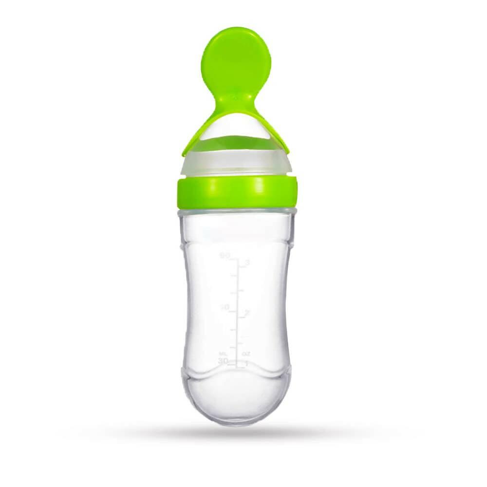 Goodmunchkins Silicone Spoon Food Feeder Silicone Bottle for Babies-Green - Mytrendzcart