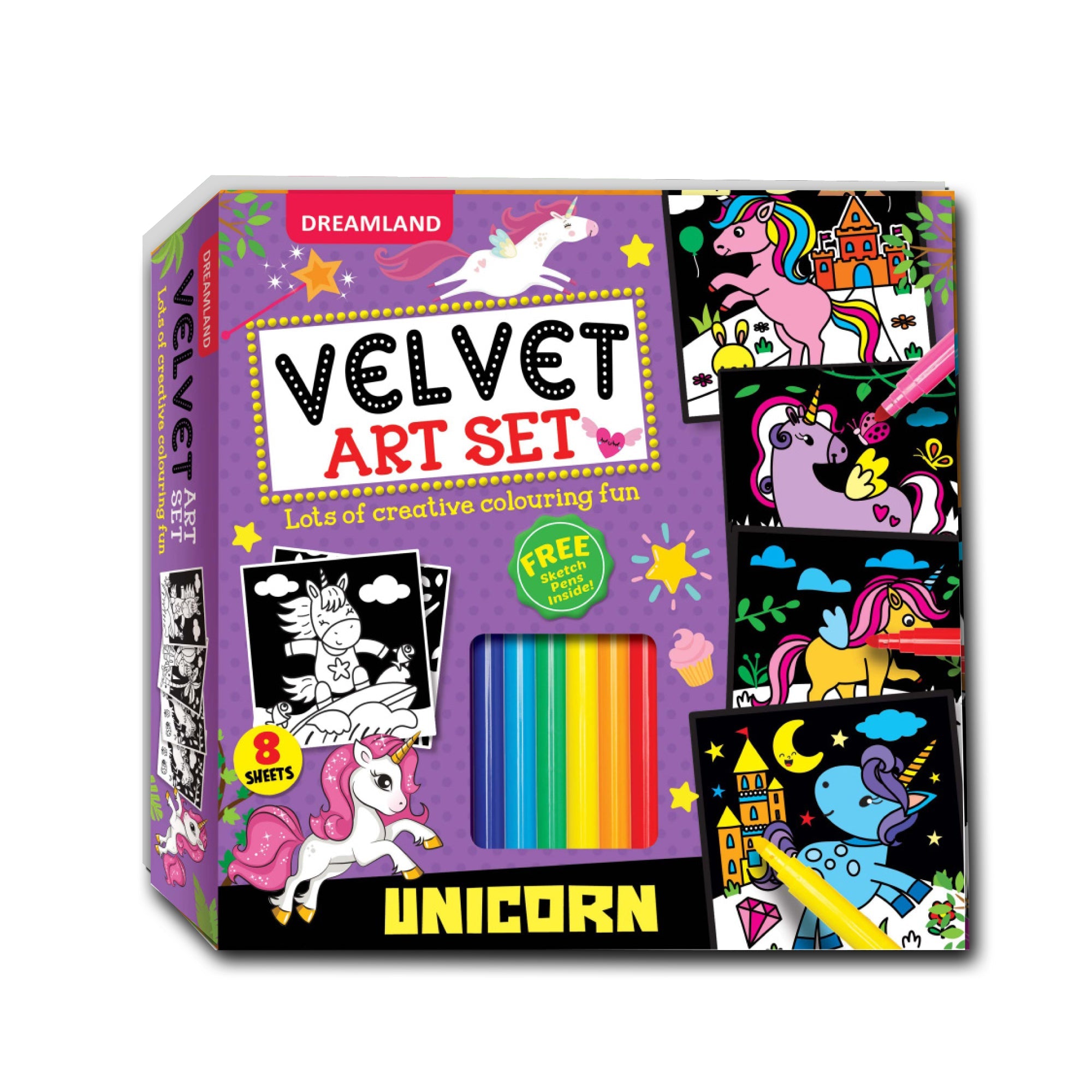 Dreamland Publications Unicorn - Velvet Art Set With 10 Free Sketch Pens - Mytrendzcart