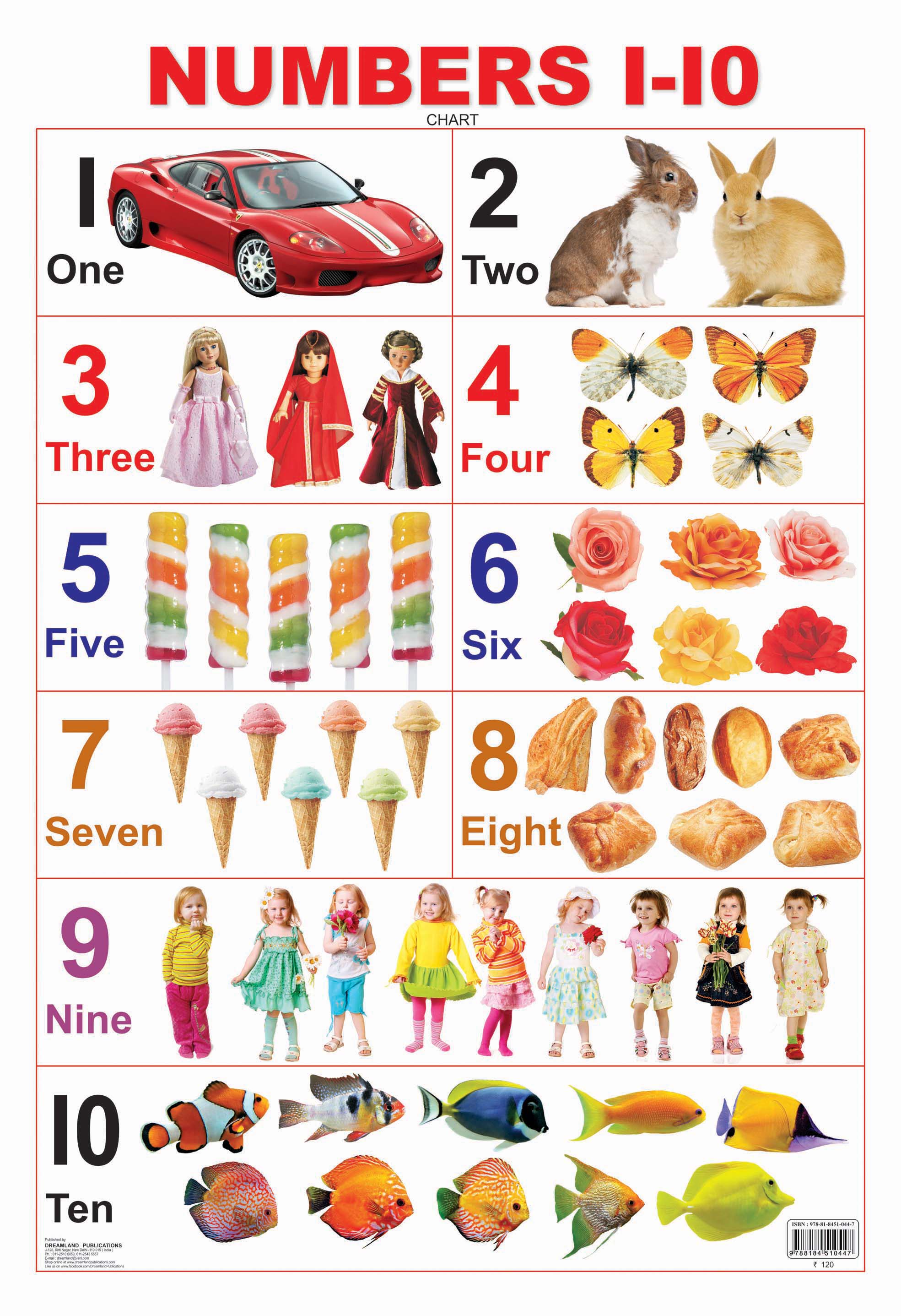 Dreamland Publications Educational Chart for Kids - Numbers 1-10 - Mytrendzcart