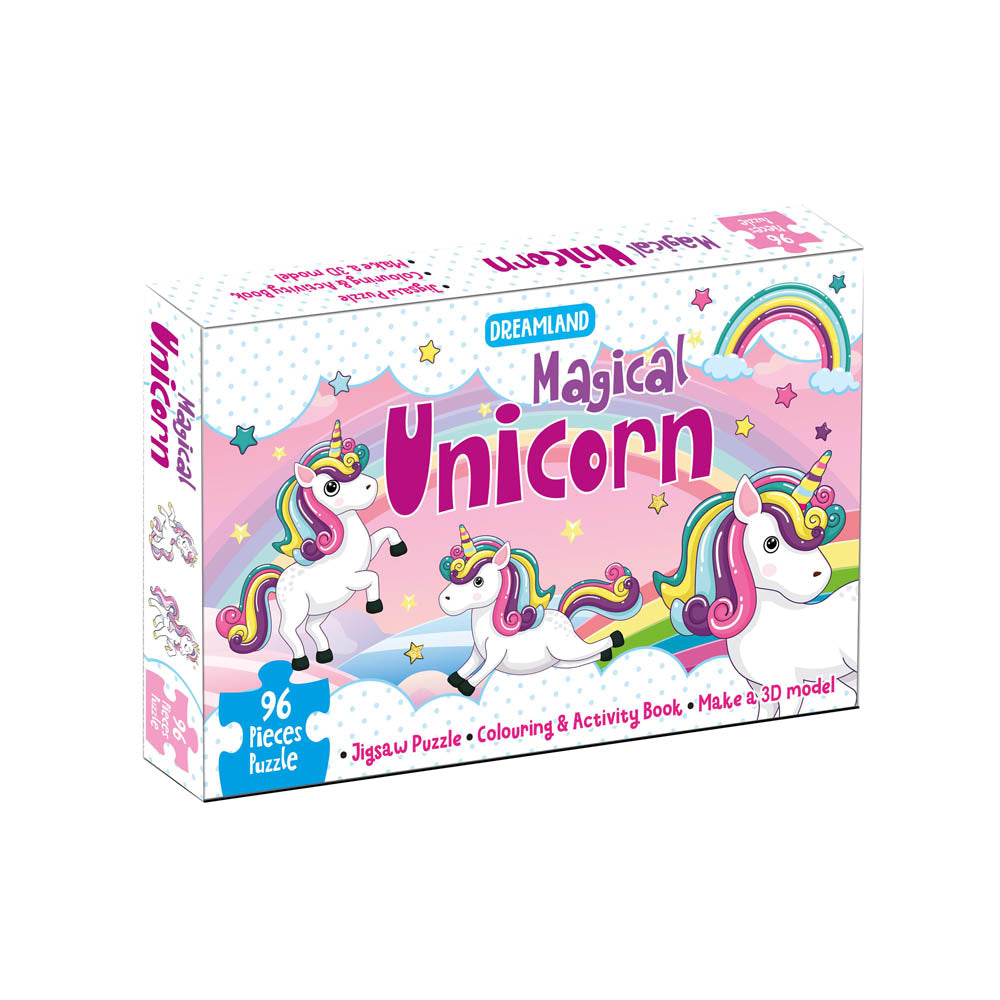 Dreamland Publications Magical Unicorn Jigsaw Puzzle for Kids Ð 96 Pcs | With Colouring & Activity Book and 3D Model - Mytrendzcart