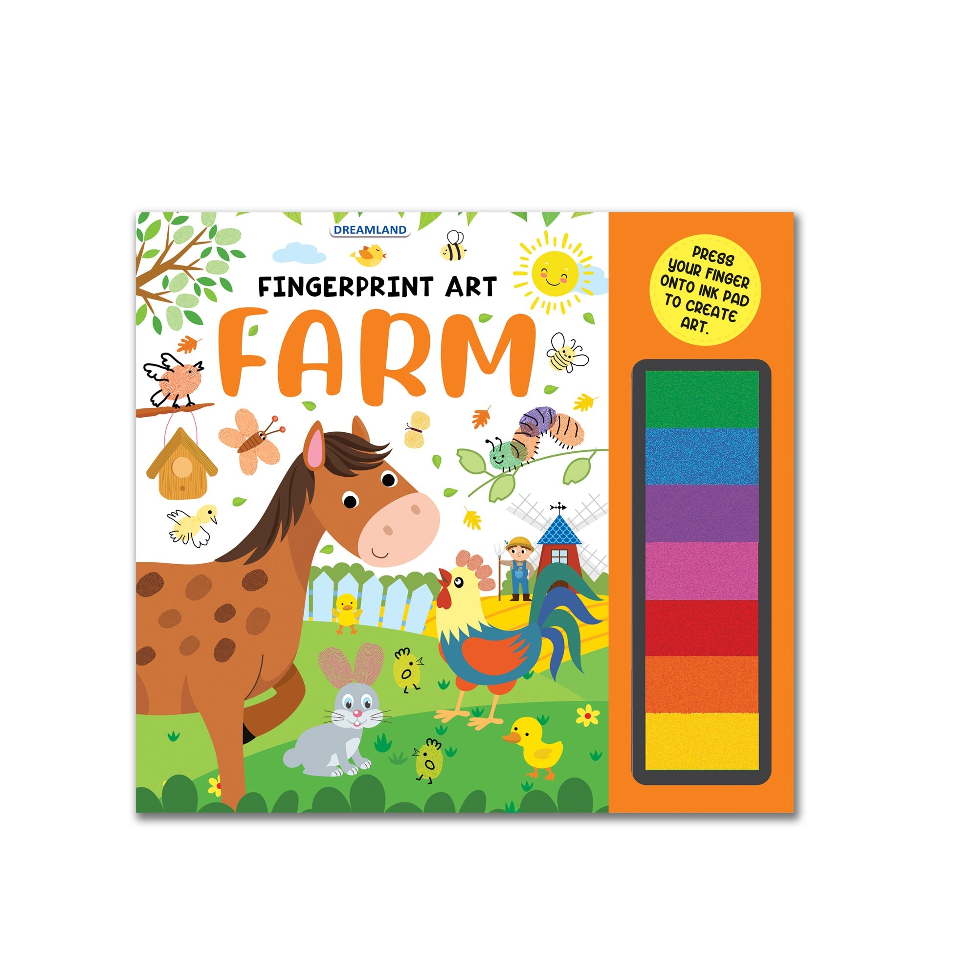 Dreamland Publications Fingerprint Art Activity Book for Children - Farm with Thumbprint Gadget - Mytrendzcart