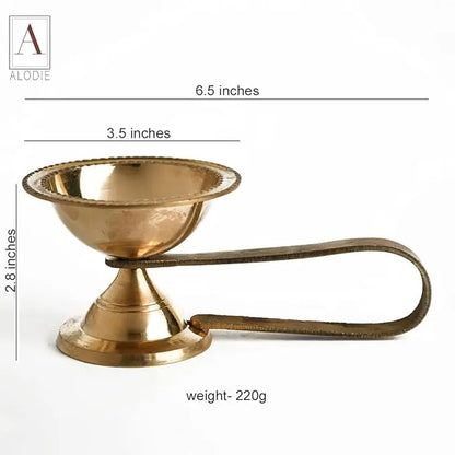 ALODIE- Kapoor dani for puja Brass | dhup dani Brass | Brass dhoop dani with Handle | Brass Kapoor Dhani with Handle - Mytrendzcart