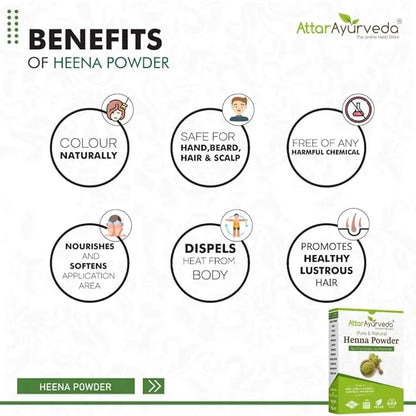 Attar Ayurveda Natural Henna powder for hair Colour and Growth (200 gm) - Mytrendzcart