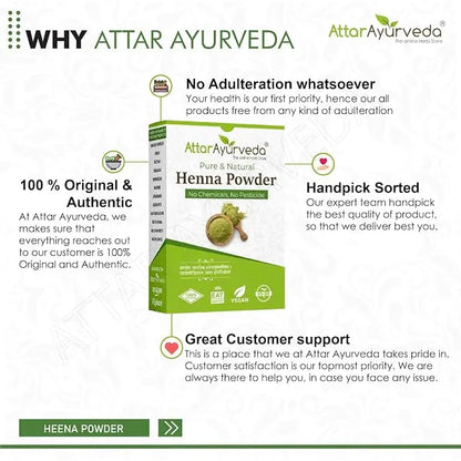 Attar Ayurveda Natural Henna powder for hair Colour and Growth (200 gm) - Mytrendzcart