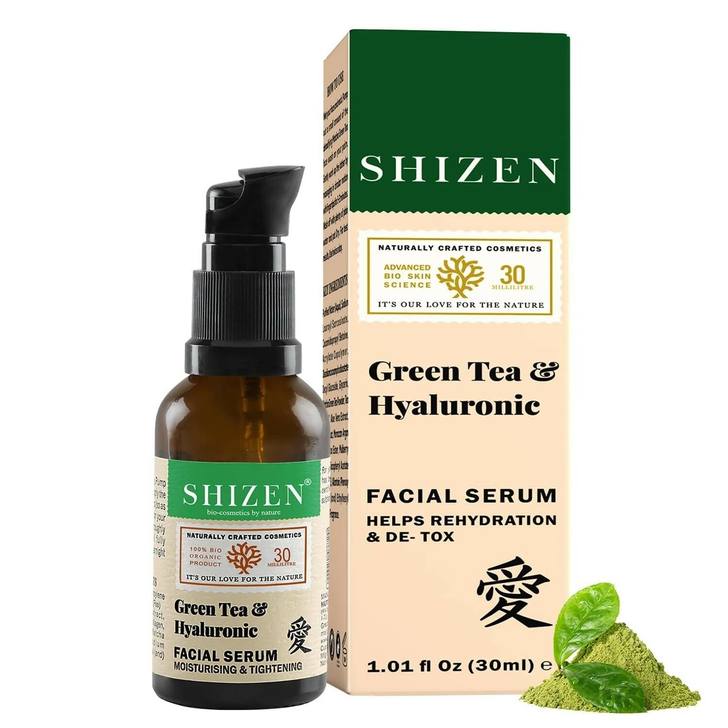 Shizen Bio-Cosmetics By Nature Green Tea & Hyaluronic Facial Serum - Mytrendzcart