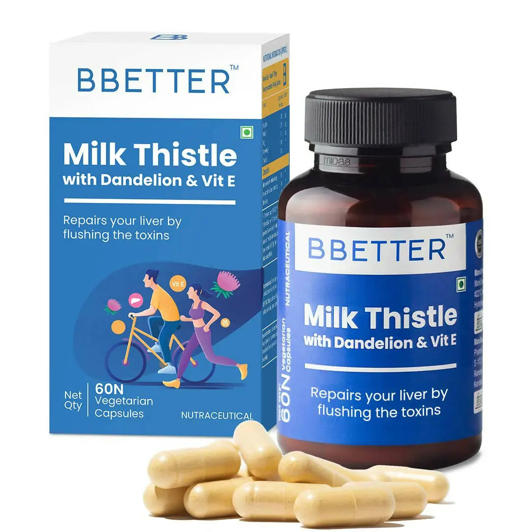 BBETTER Milk Thistle Liver Detox Capsules with Dandelion & Vitamin E - Mytrendzcart