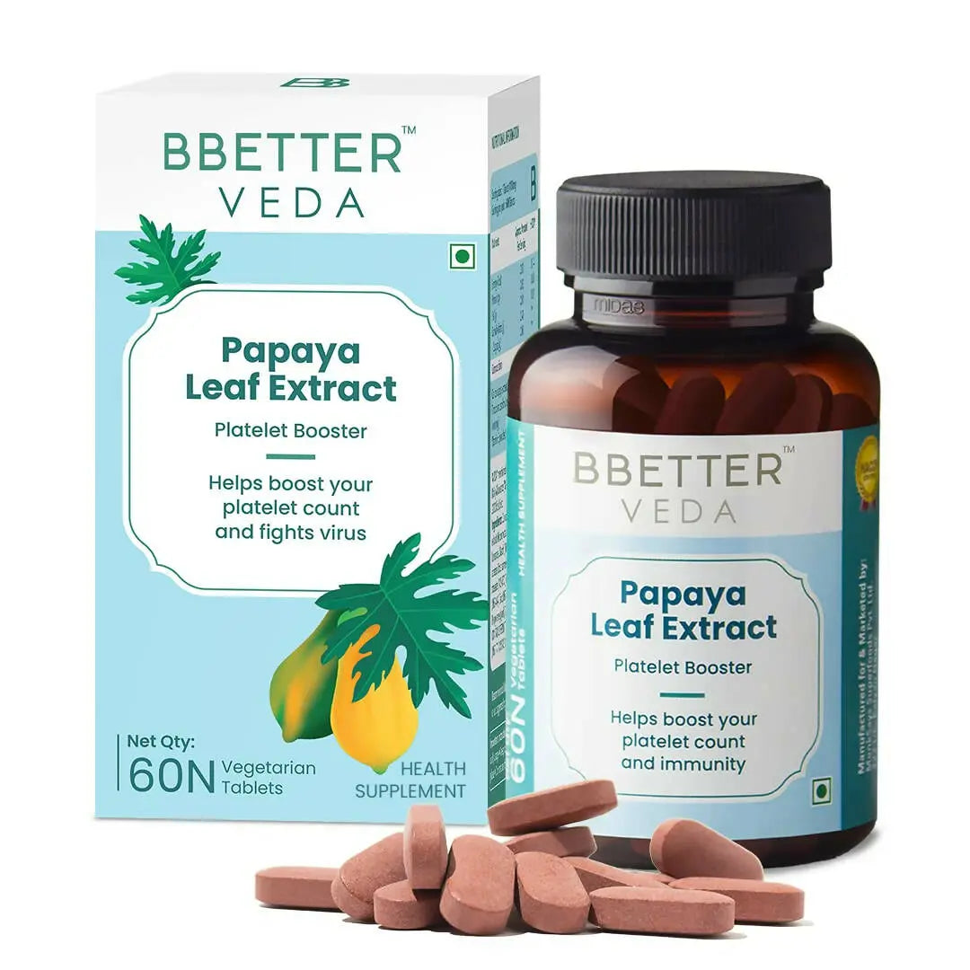 BBETTER Veda Papaya Leaf Extract Platelet Booster Tablets - Mytrendzcart