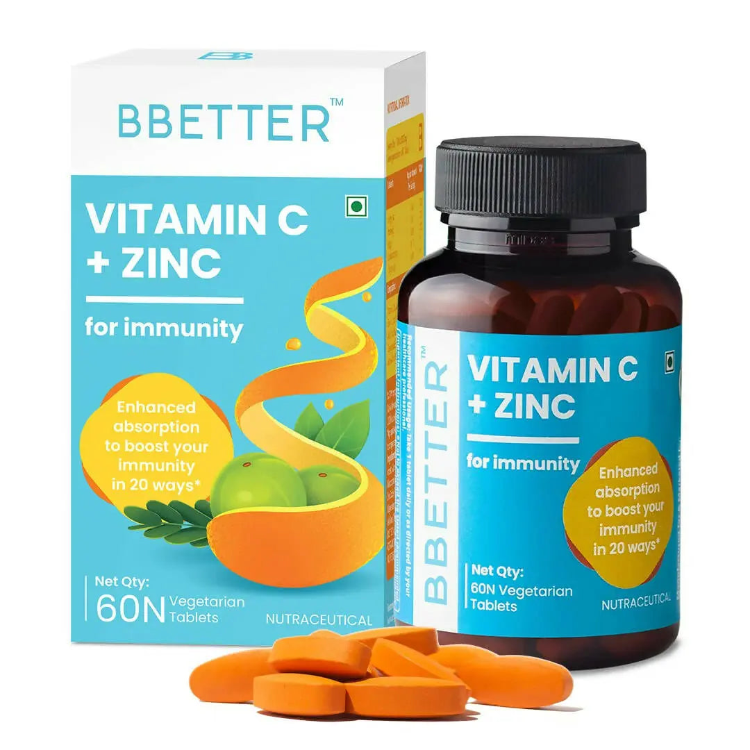 BBETTER Vitamin C and Zinc Tablets for Immunity & Skin Health - Mytrendzcart