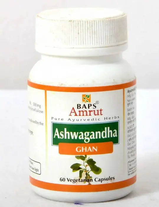 Baps Amrut Ashwagandha Ghan Capsules -60 Veg Capsules - Mytrendzcart