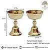 Bhimonee Decor Pure Brass Akhand Jyothi | Pyali Stand | Nanda Table Diya, 3.2 inches Big, Brass, Pack of 2 pcs - Mytrendzcart