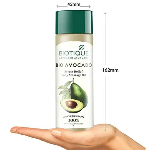 Biotique Advanced Ayurveda Bio Avocado Stress Relief Body Massage Oil -200 ml - Mytrendzcart