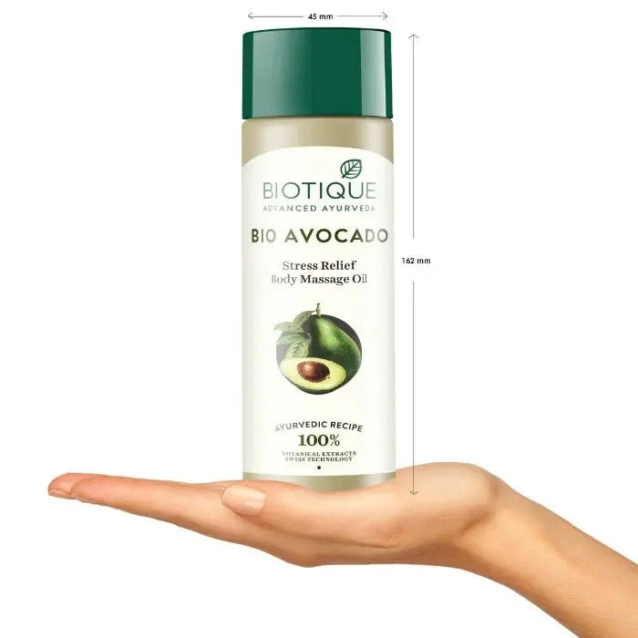 Biotique Advanced Ayurveda Bio Avocado Stress Relief Body Massage Oil -200 ml - Mytrendzcart