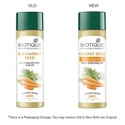 Biotique Advanced Ayurveda Bio Carrot Seed Anti-Aging After-Bath Body Oil -120 ml - Mytrendzcart