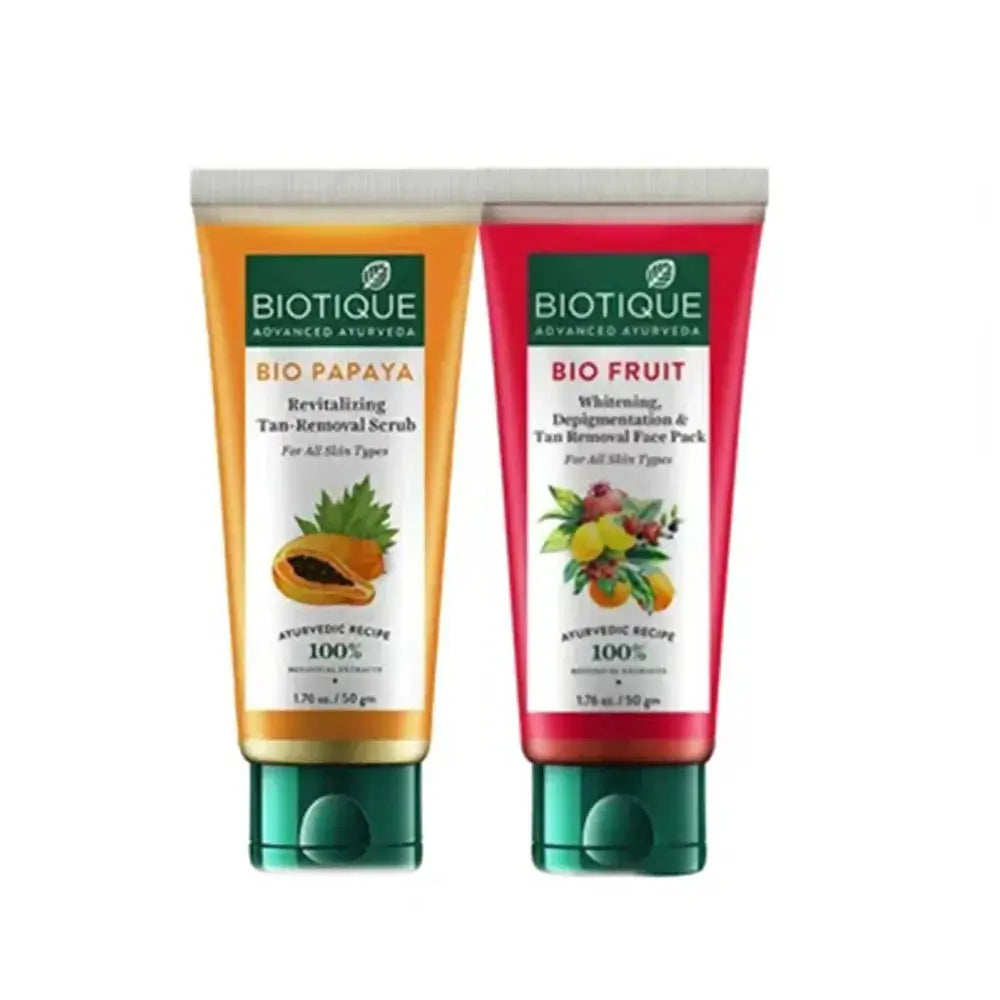 Biotique Advanced Ayurveda Bio Mini Scrub & Face Pack Combo For Whitening & Tan Removal - Mytrendzcart