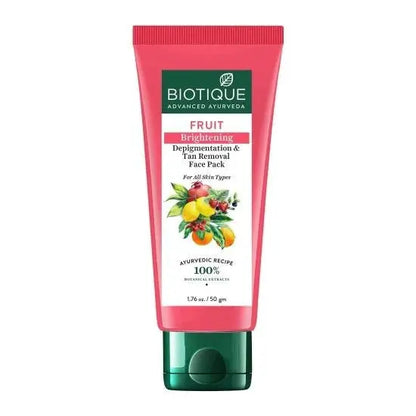 Biotique Advanced Ayurveda Fruit Brightening Depigmentation & Tan Removal Face Pack -50 gm - Mytrendzcart