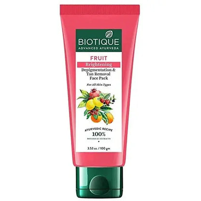 Biotique Advanced Ayurveda Fruit Brightening Depigmentation & Tan Removal Face Pack -50 gm - Mytrendzcart