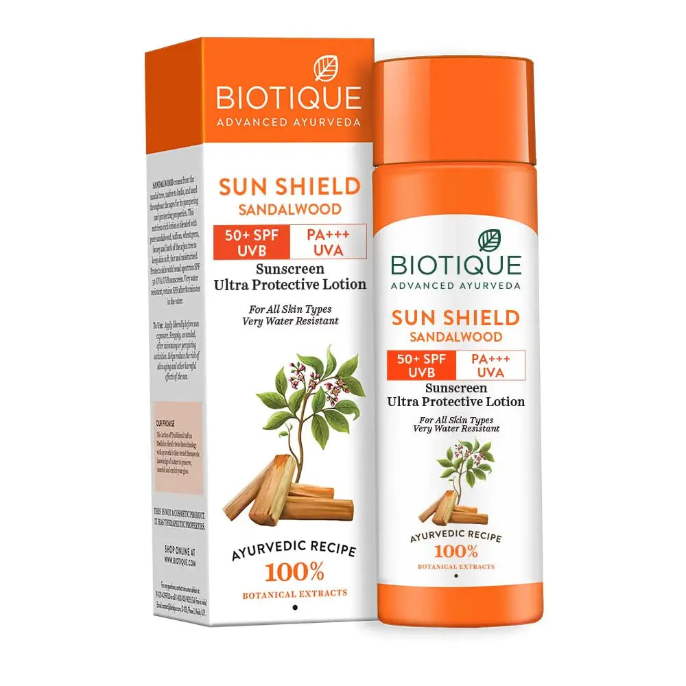 Biotique Advanced Ayurveda Sun Shield sandalwood 50+SPF UVB Sunscreen -50 ml - Mytrendzcart