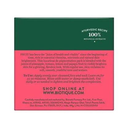 Biotique Bio Fruit Whitening & Depigmentation & Tan Removal Face Pack - Mytrendzcart