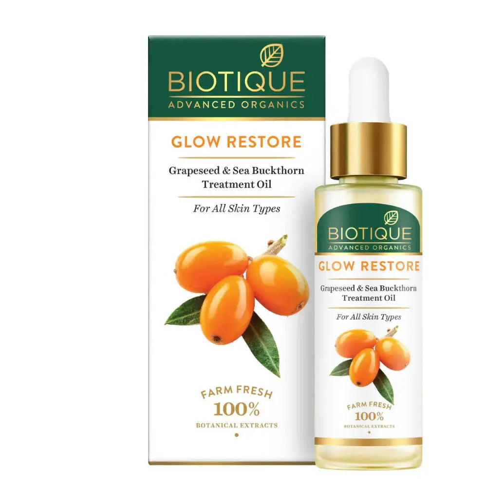 Biotique Glow Restore Grapeseed & Sea Buckthorn Treatment Oil -30 ml - Mytrendzcart