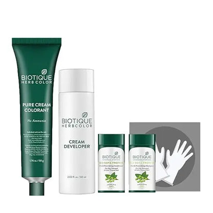 Biotique Herbcolor Conditioning Hair Colour l Ammonia Free Hair Color l 9 Organic Herbal Extracts l Natural and Healthy Shine l 50g + 110ml| Natural Black 1N (Pack of 1) - Mytrendzcart