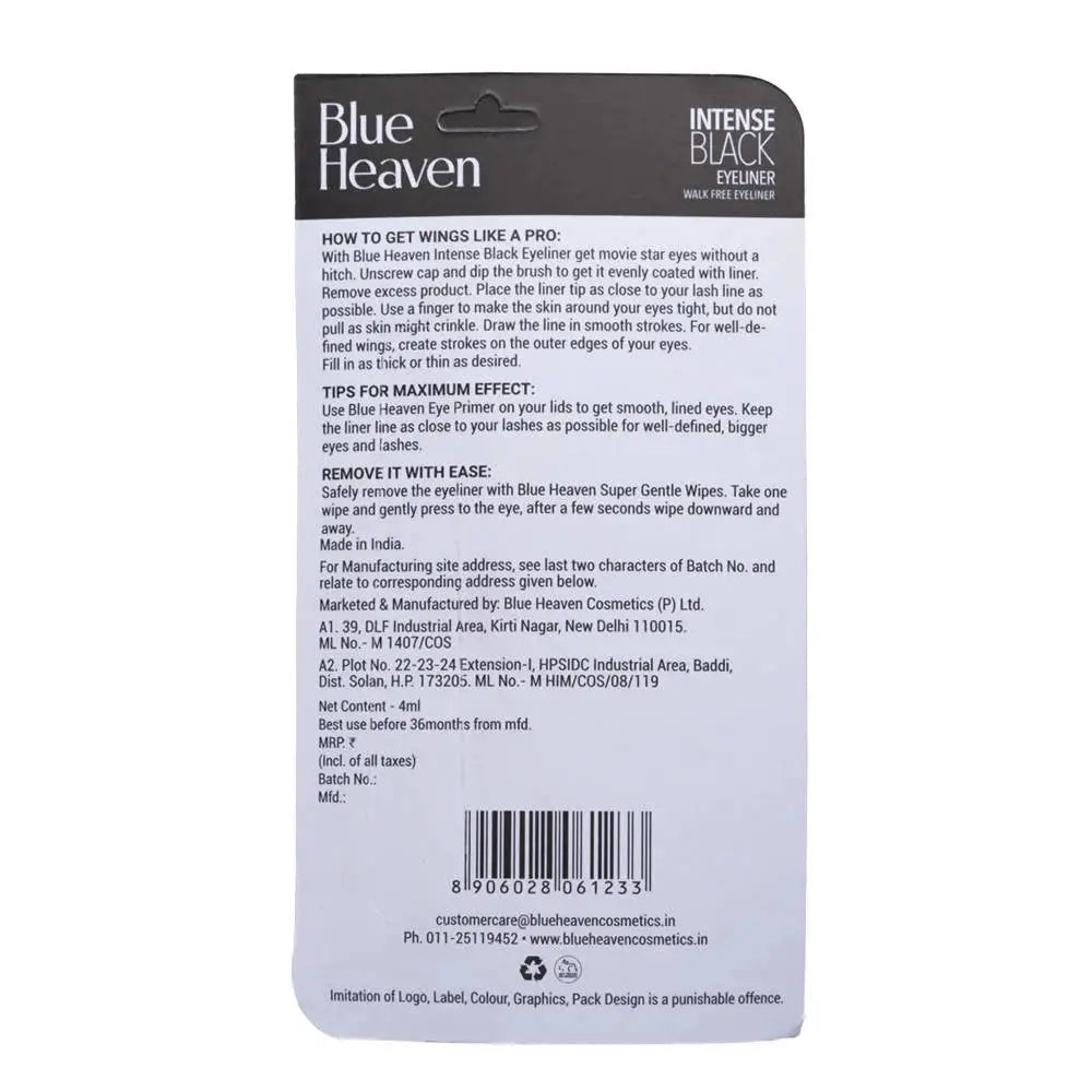 Blue Heaven Intense Black Eyeliner Glide-On -4 ml - Mytrendzcart