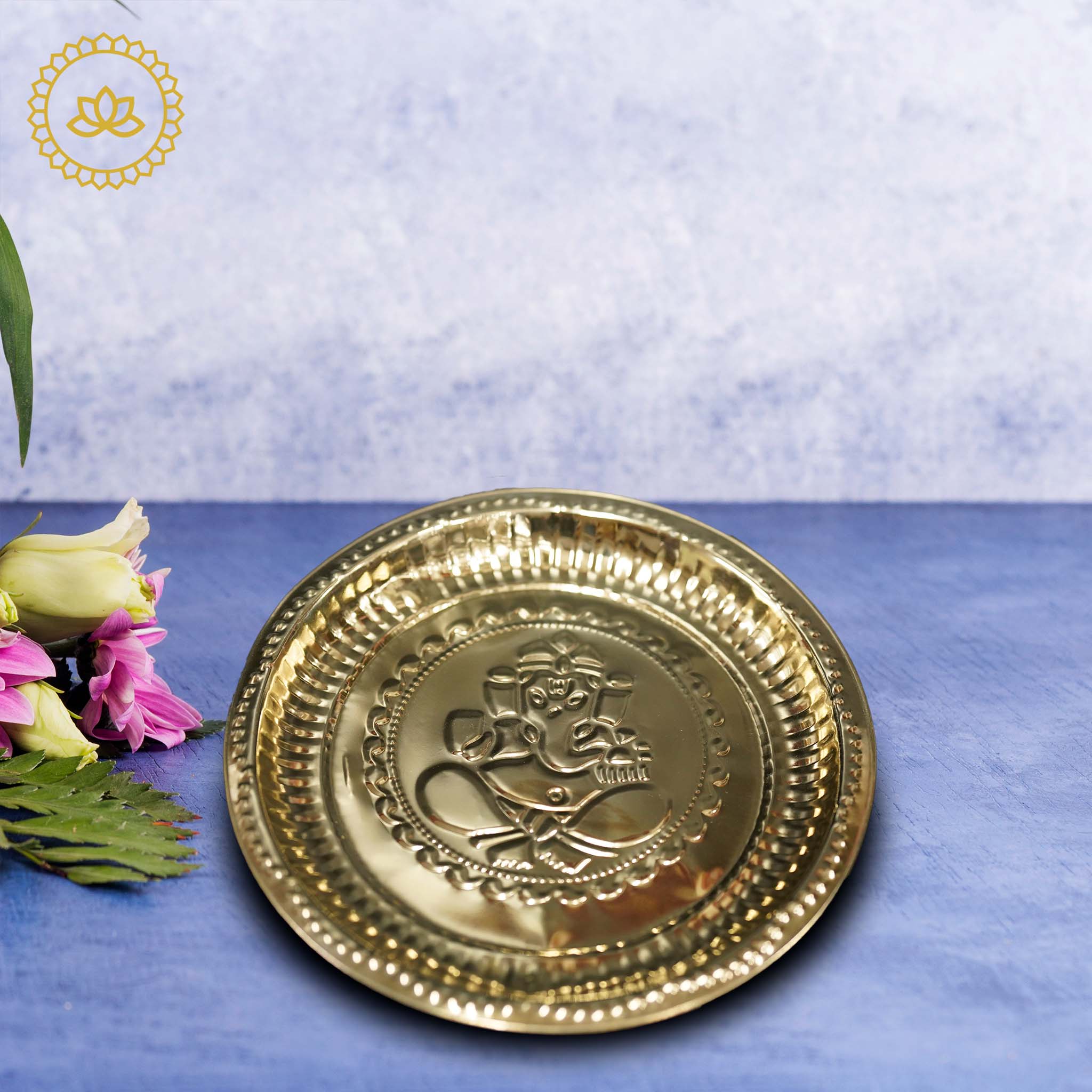 Brass Ganesh Plate Aarthi: Embrace Divine Blessings and Remover of Obstacles - Mytrendzcart