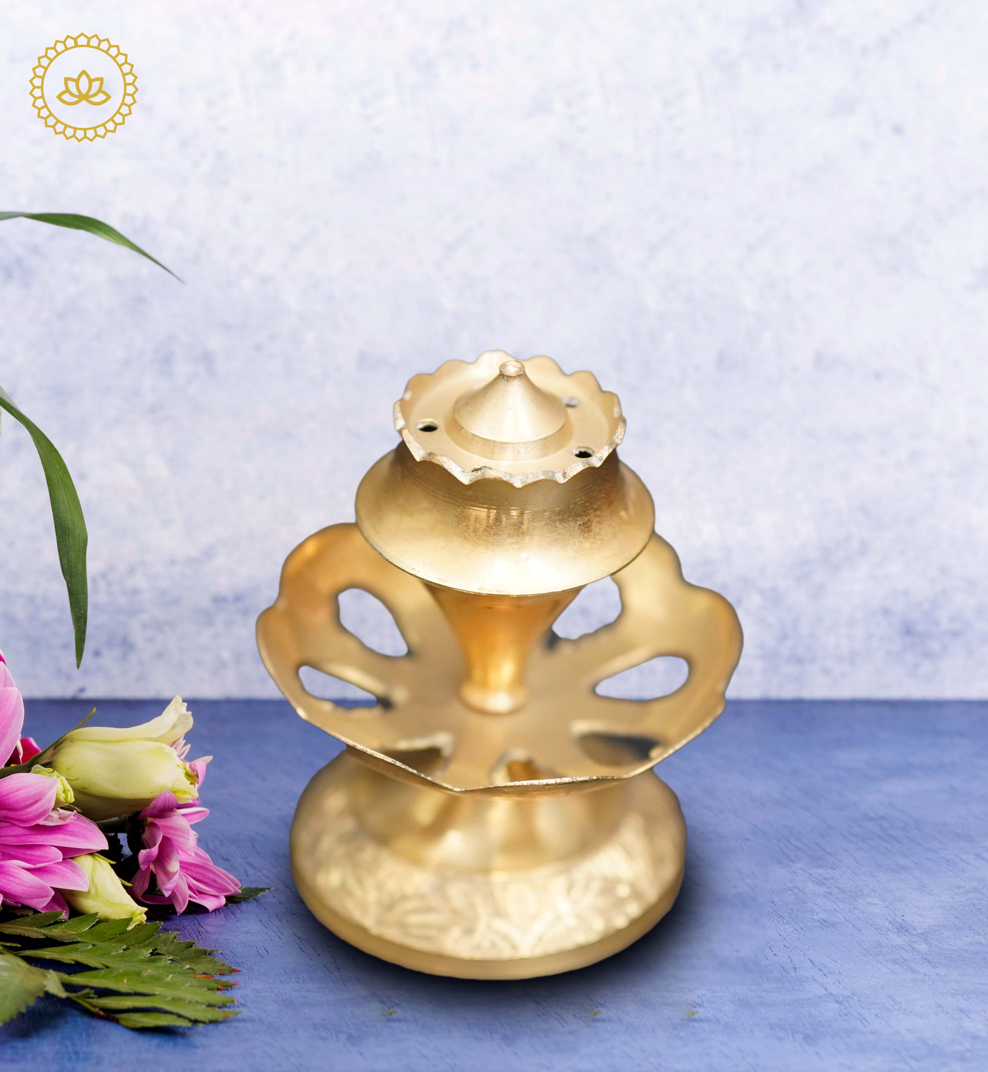 Brass Hibiscus Flower Agarbatti Stand - Mytrendzcart