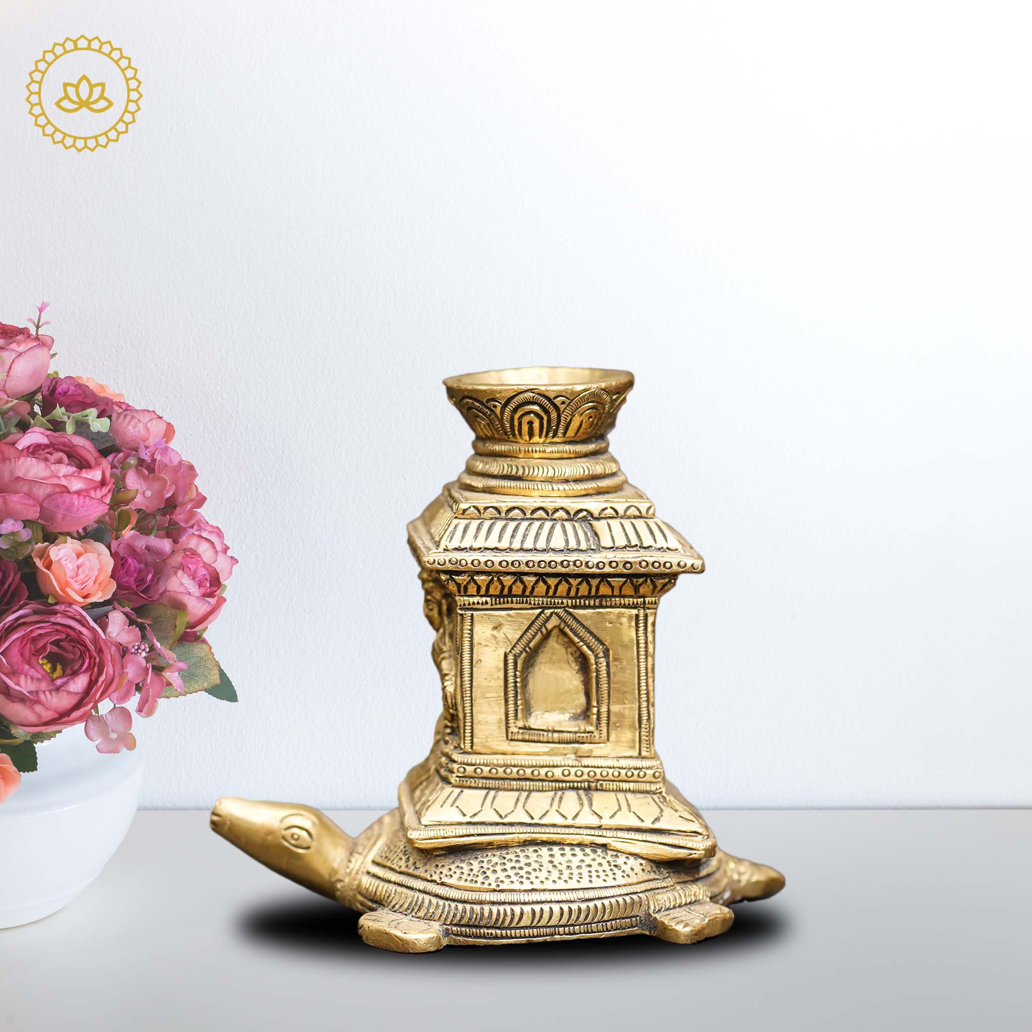 Brass Kurma with Tulasi Agarbatti Stand - Mytrendzcart