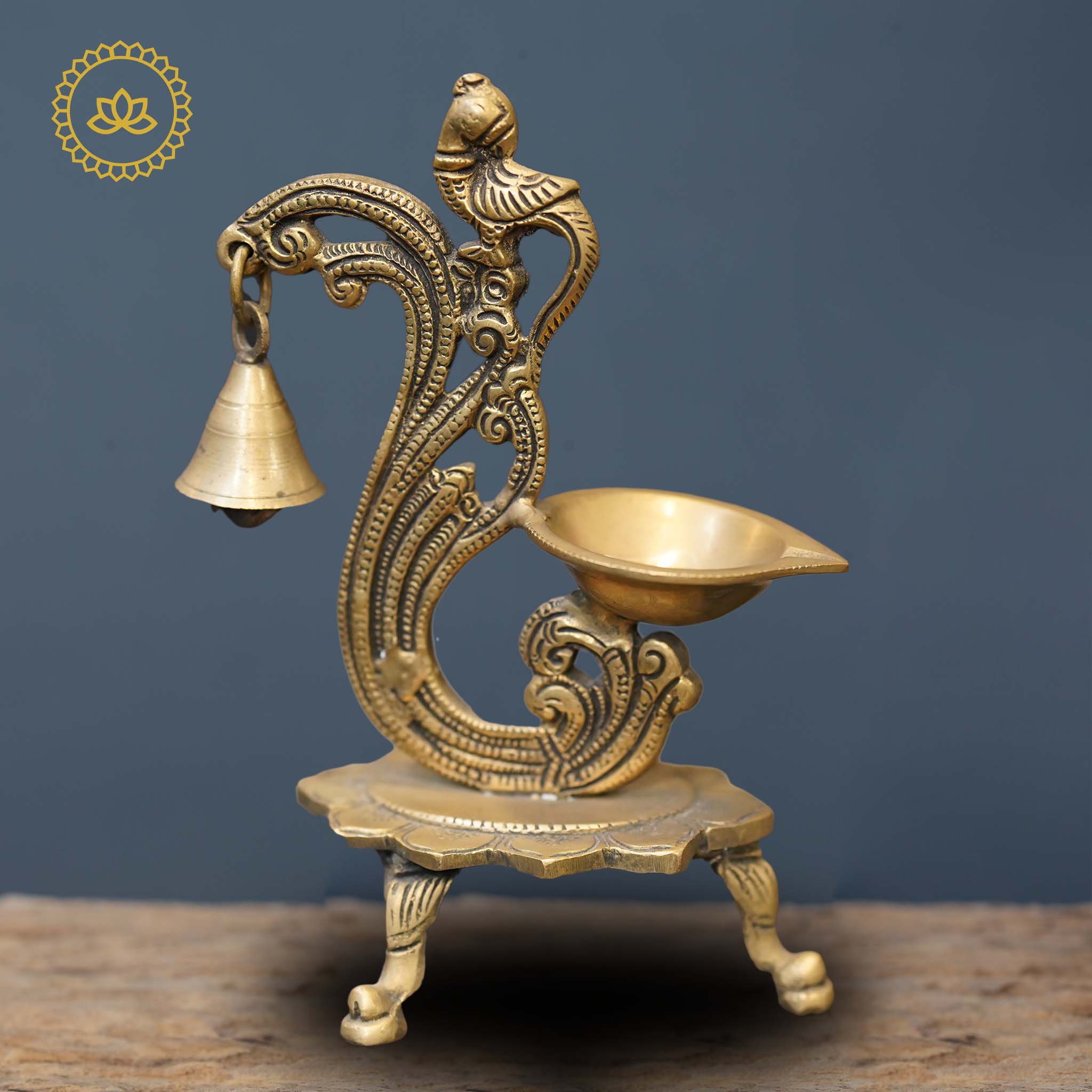 Brass Parrot with Bell Diya - Mytrendzcart