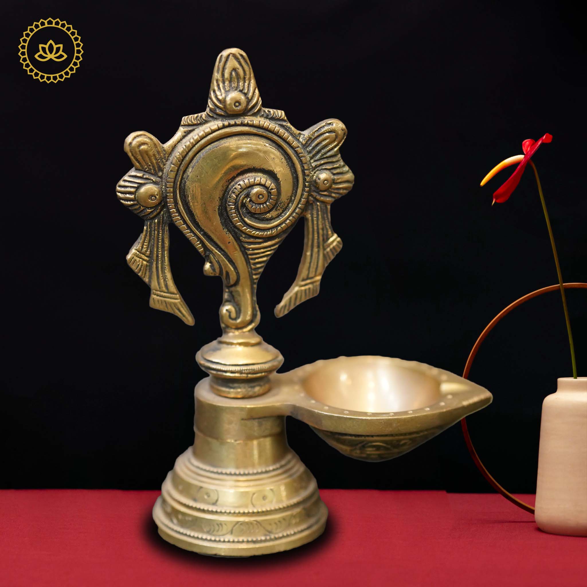 Brass Shankh Diya - Mytrendzcart