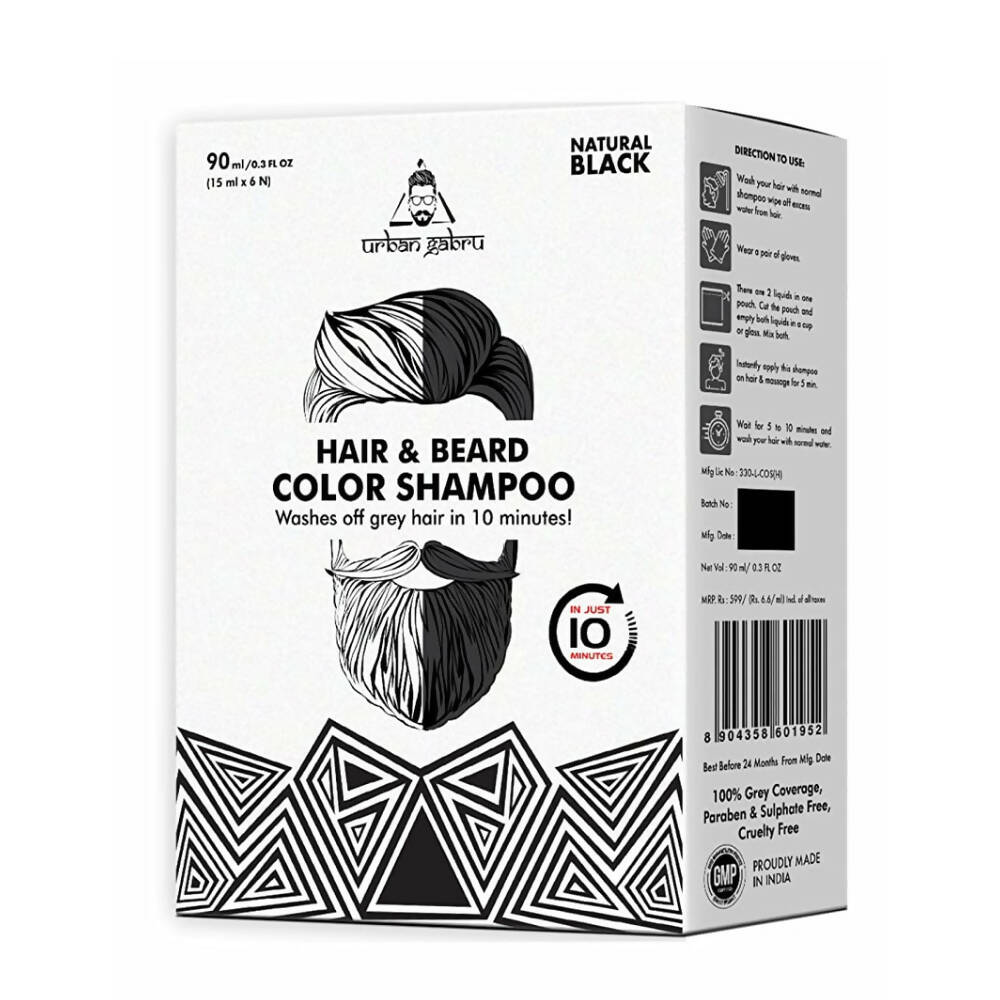 Urbangabru Hair & Beard Color Shampoo - Natural Black - Mytrendzcart