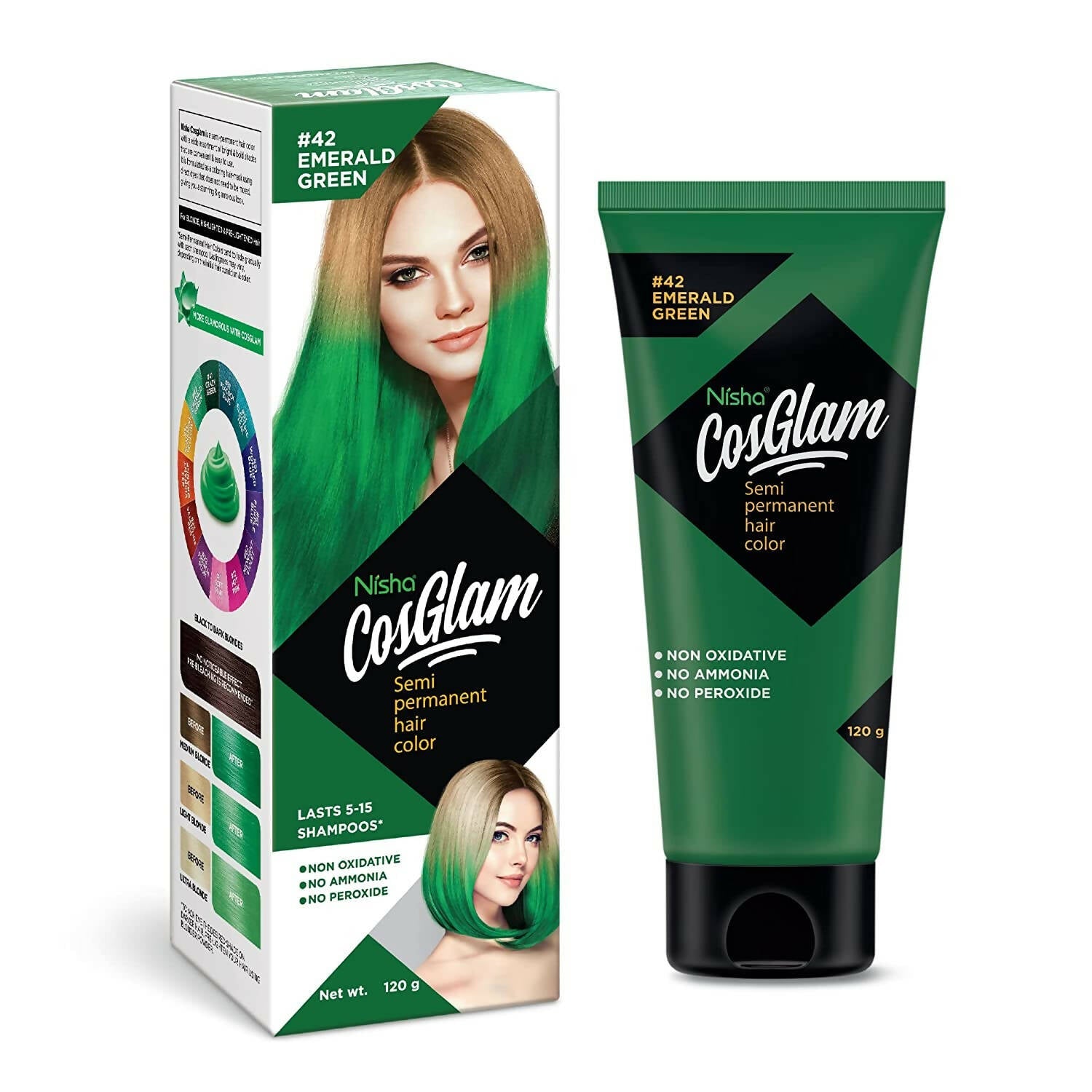 Nisha Cosglam Semi Permanent Hair Color 42 Emerald Green - Mytrendzcart