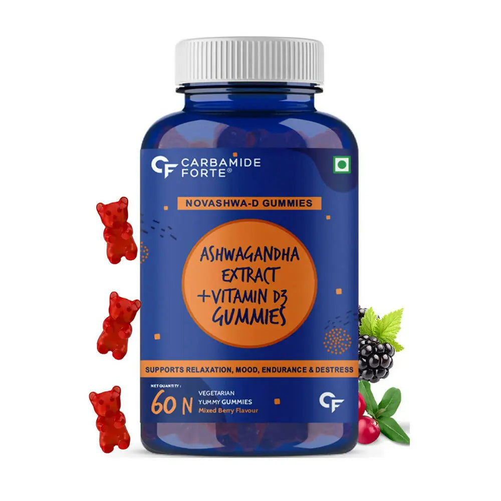 Carbamide Forte Ashwagandha Gummies with Vitamin D - Mixed Berry Flavor - Mytrendzcart