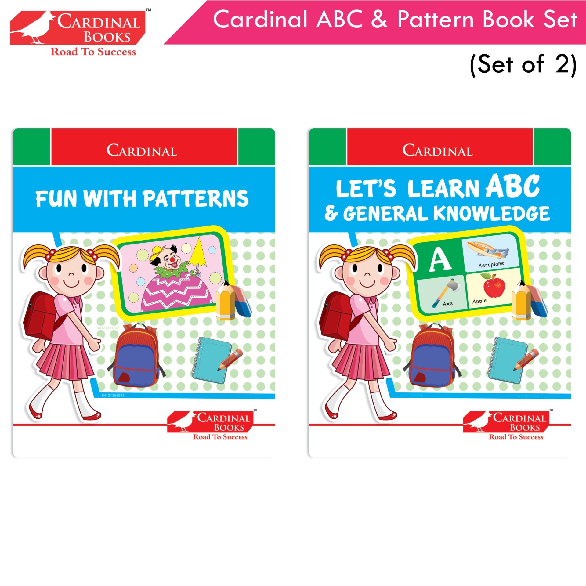 Cardinal ABC & Pattern Book Set (Set Of 2)| Alphabet Picture Book|General Knowledge Book|Pattern Writing Book| Combo Book for Kids| Ages 3-5 Years - Mytrendzcart