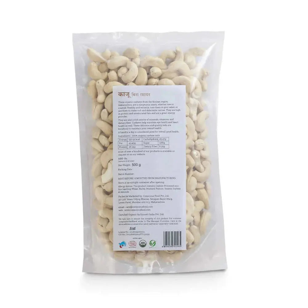 Conscious Food Organic Cashew Nuts (Kaju) -250 gm - Mytrendzcart