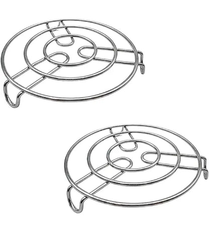 Stainless Steel Pressure Cooker Stand | Hot Pot Mat Stand for Kitchen Heat Resistance Utensil Vessel Holder/Pressure Cooker Stand/Cooling Steaming Rack Stand | Trivet for Kitchen Pack of 2 - Mytrendzcart