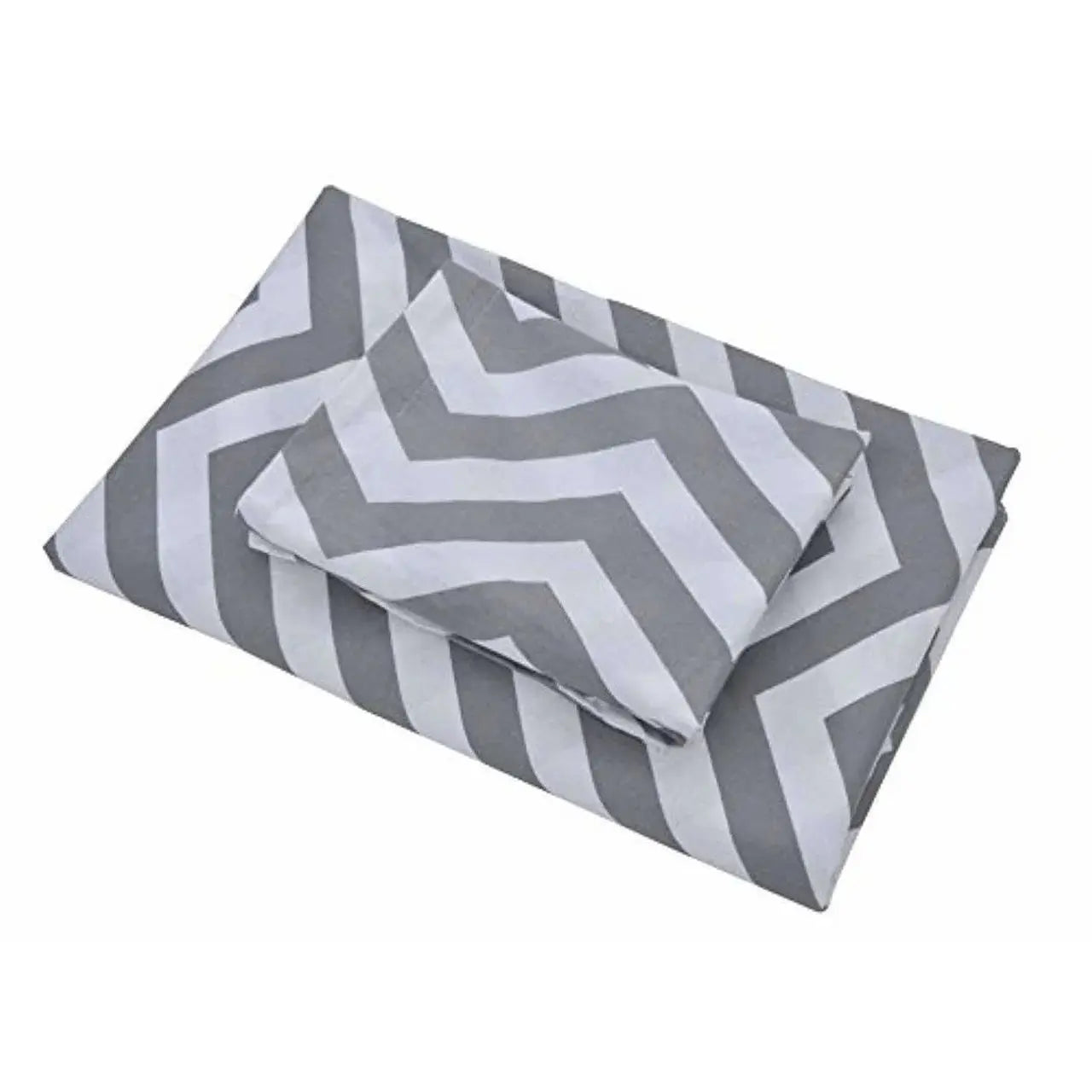 Cotton Double Bedsheet with 2 Pillow Covers - Modern White and Grey - Mytrendzcart