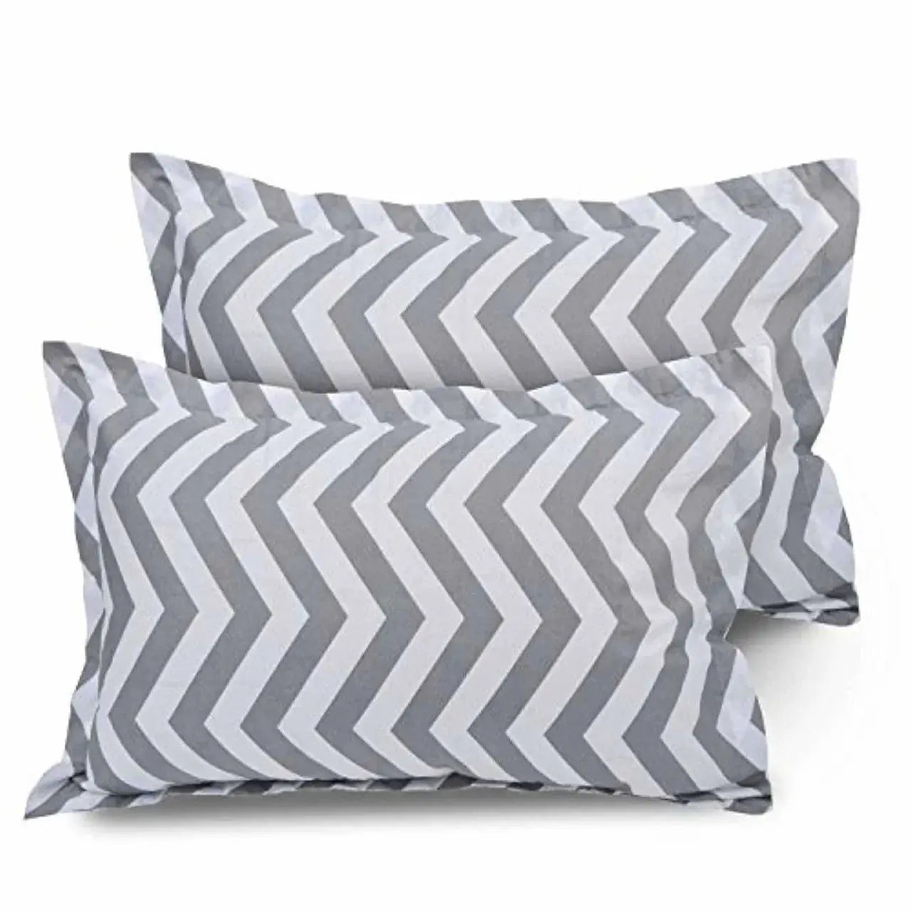 Cotton Double Bedsheet with 2 Pillow Covers - Modern White and Grey - Mytrendzcart