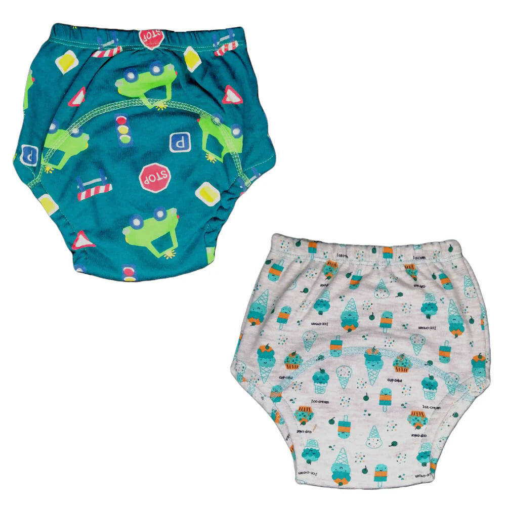 Kindermum Cotton Padded Pull Up Training Pants/Padded Underwear For Kids Sweet Treat & Transport-Set of 2 pcs -Small (7-9 Kgs) - set of 2 Mytrendzcart