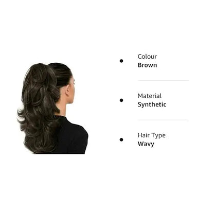 D-Divine Hair Extensions And Wigs Ponytails Hairpiece Wavy Claw Clip Ponytail Hair Extensions 22 inch (Brown) - Mytrendzcart