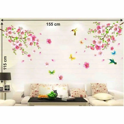 Decals Design 'Flowers Branch' Wall Sticker (PVC Vinyl, 60 cm x 90 cm),Multicolor - Mytrendzcart
