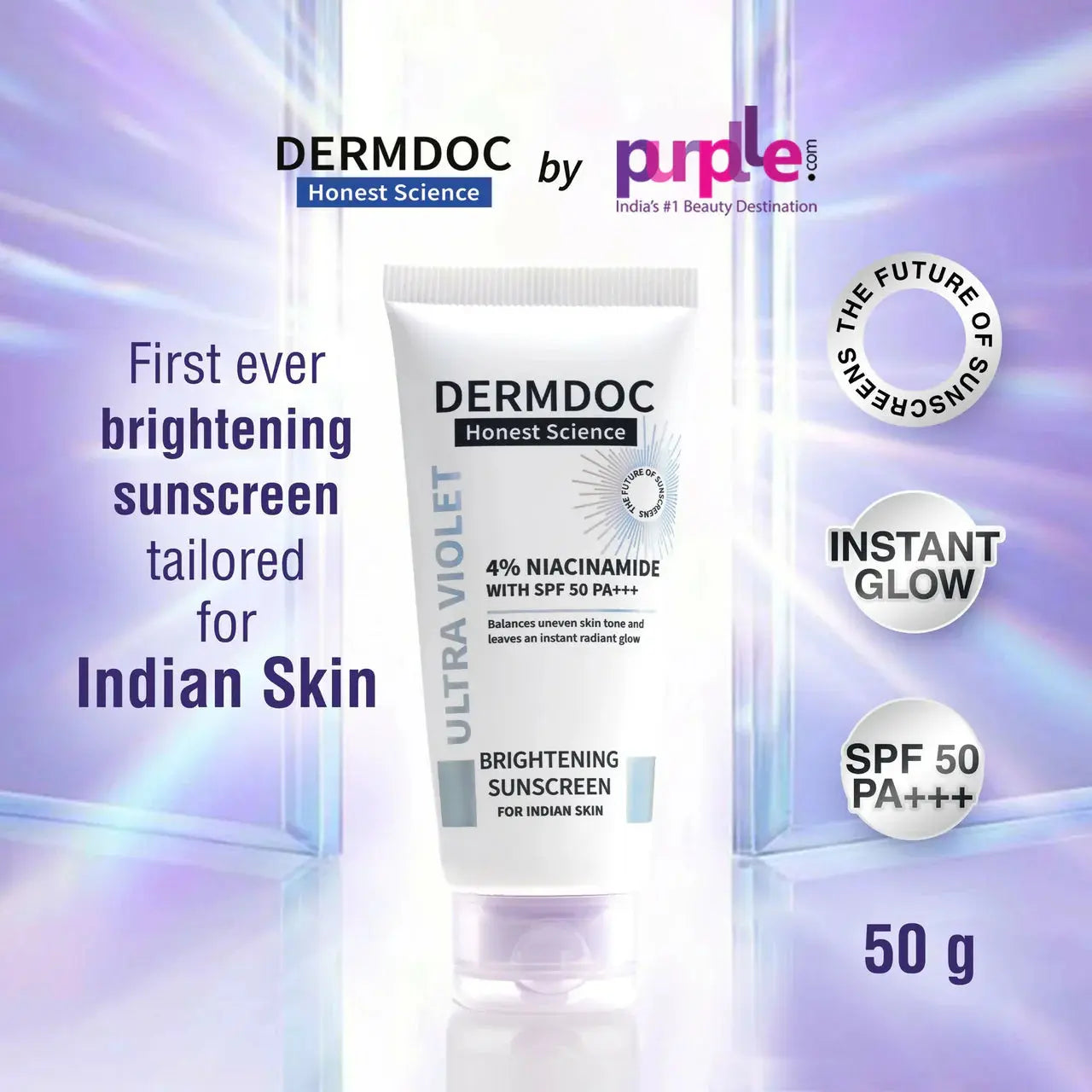 Dermdoc 4% Niacinamide With Spf 50 Pa +++ Brightening Sunscreen -50 gm - Mytrendzcart