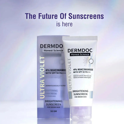 Dermdoc 4% Niacinamide With Spf 50 Pa +++ Brightening Sunscreen -50 gm - Mytrendzcart