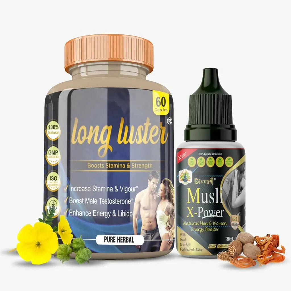 Divya Shree Long Luster Capsule & Musli X-Power Oil Combo - Mytrendzcart