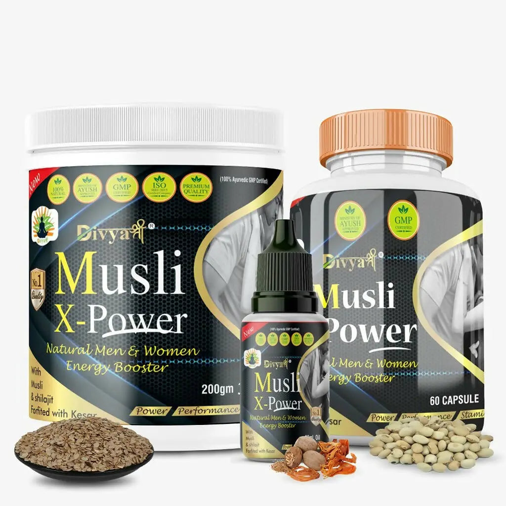 Divya Shree Musli X-Power Cap, Oil and Prash Combo - Mytrendzcart