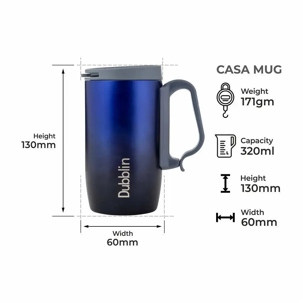 Dubblin Casa Stainless Steel Mug -320 ml - Skyblue - Mytrendzcart